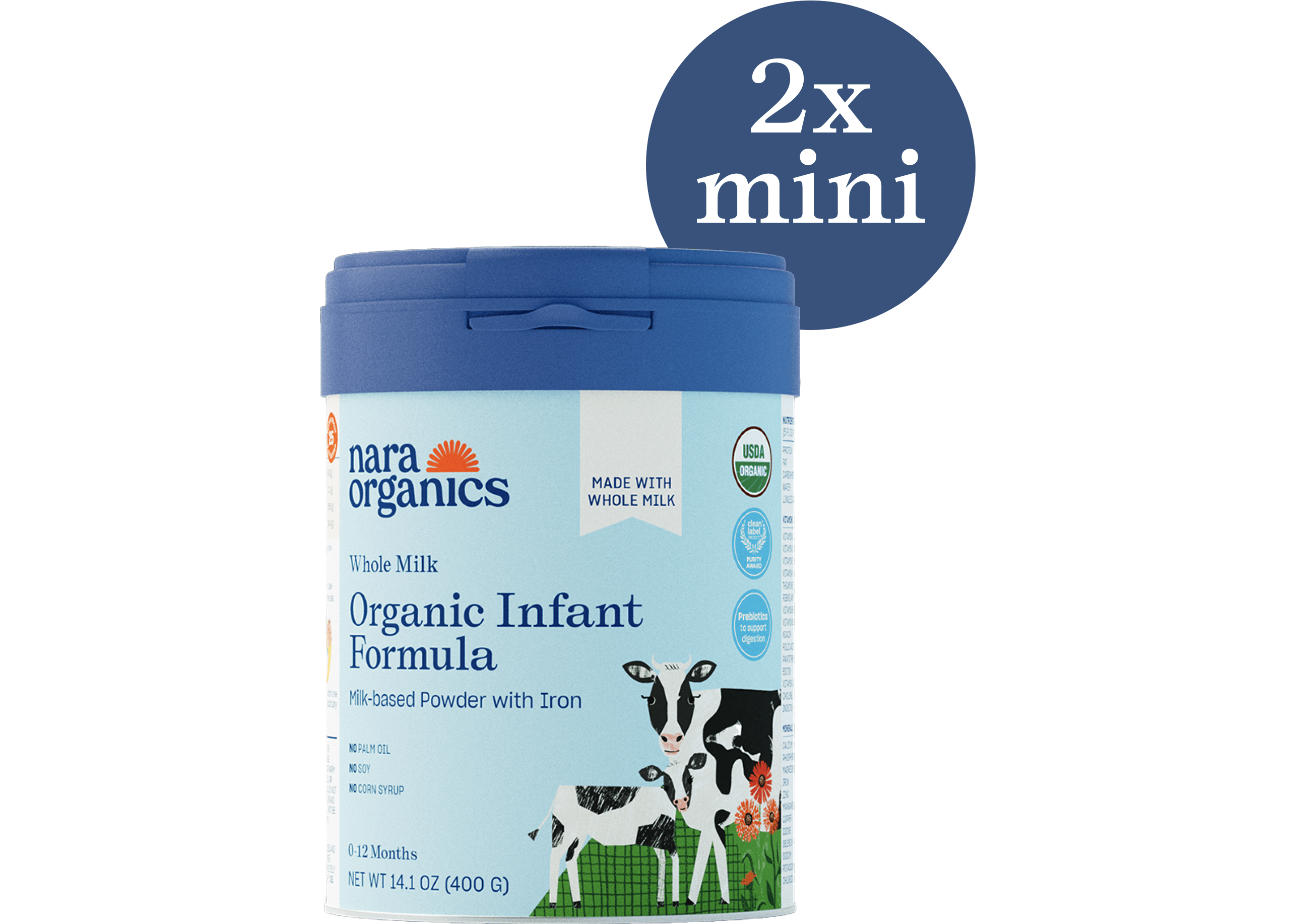 Nara Organics 400g Organic Infant Formula container with 2x sticker