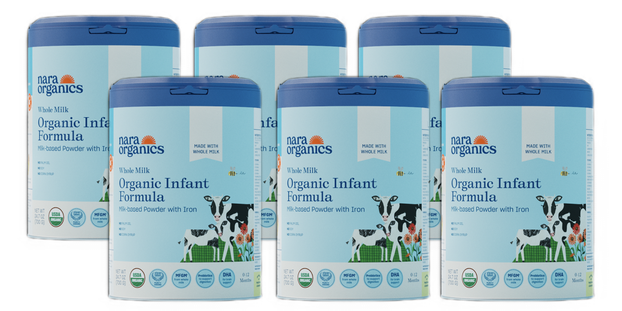 6 containers of Nara Organics 700g Organic Infant Formula
