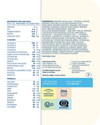 Nutritional information and ingredient list on a product label with visible branding.