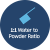 1:1 water to powder ratio